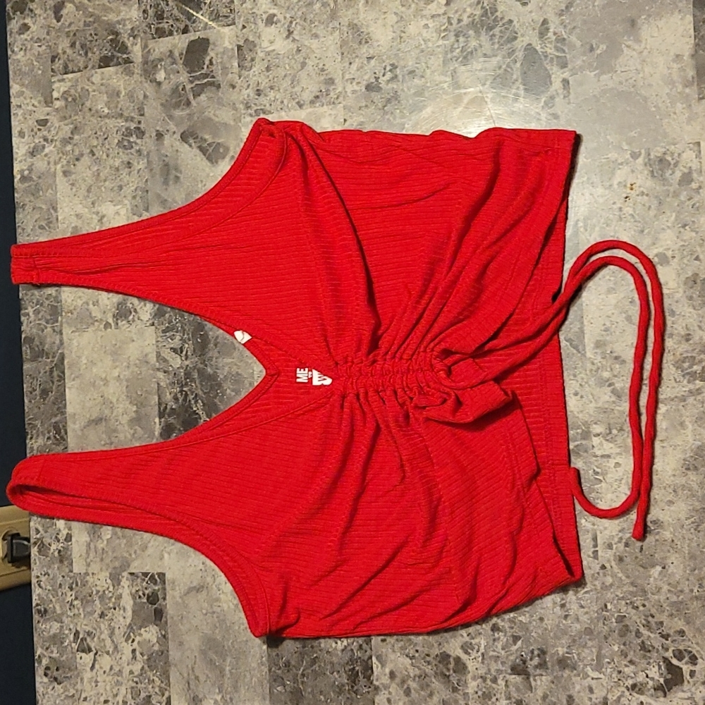 Red cinched crop top